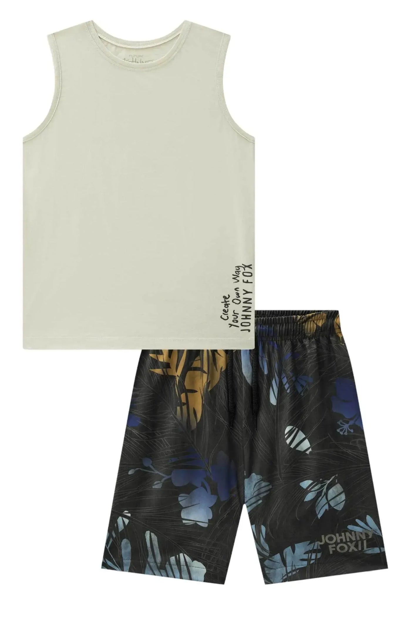 Conjunto de Regata em Meia Malha e Bermuda em Nylon Ergonomic com Elastano 88631 Johnny Fox Teen Menino