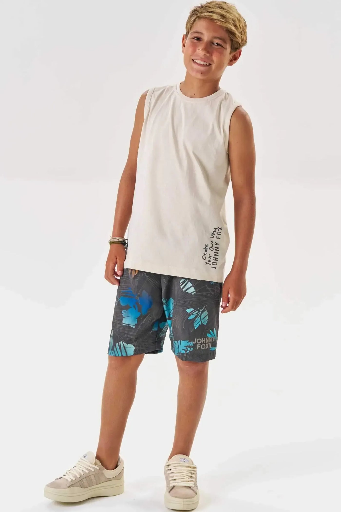 Conjunto de Regata em Meia Malha e Bermuda em Nylon Ergonomic com Elastano 88631 Johnny Fox Teen Menino