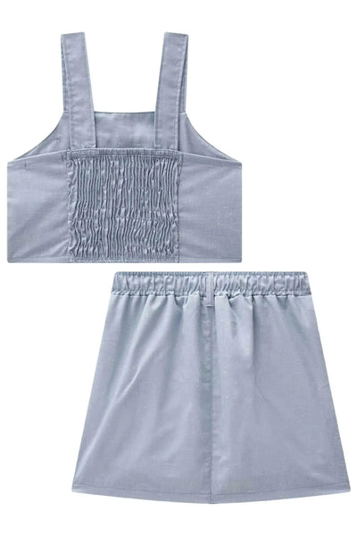 Conjunto de Top Cropped e Saia em Alfaiataria Denver 87477 Lilimoon Teen Menina