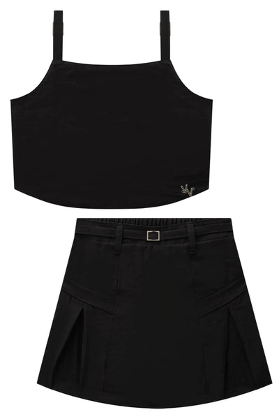 Conjunto de Top Cropped e Saia em Alfaiataria Jacquemus 87530 Vic&Vicky Teen Menina