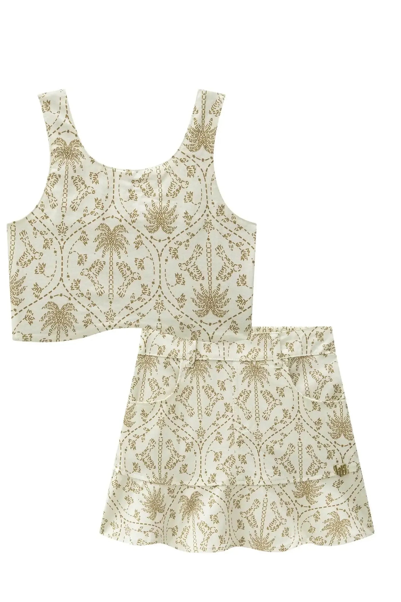 Conjunto de Top Cropped e Saia em Sarja com Elastano 87790 Lilimoon Teen Menina