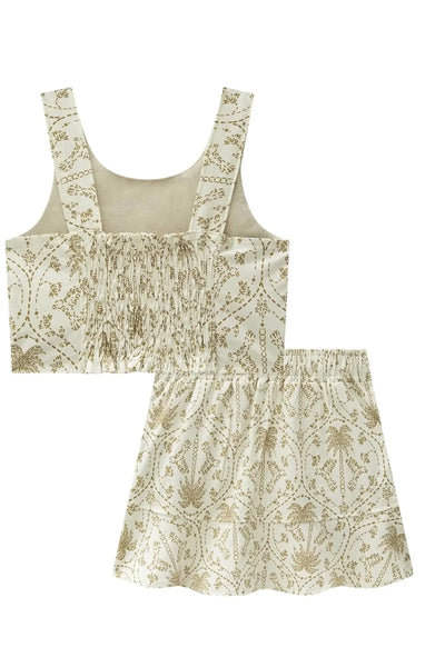 Conjunto de Top Cropped e Saia em Sarja com Elastano 87790 Lilimoon Teen Menina