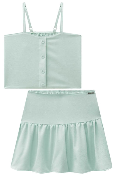 Conjunto de Top Cropped e Short Saia em Crepe Dua Lipa 87474 Lilimoon Teen Menina