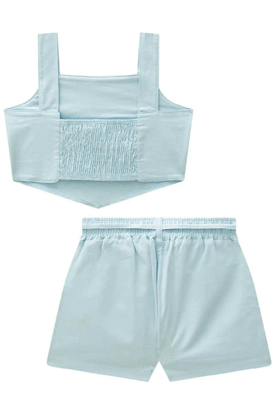 Conjunto de Top Cropped e Shorts e Sarja com Elastano 86722 Vic&Vicky Teen Menina