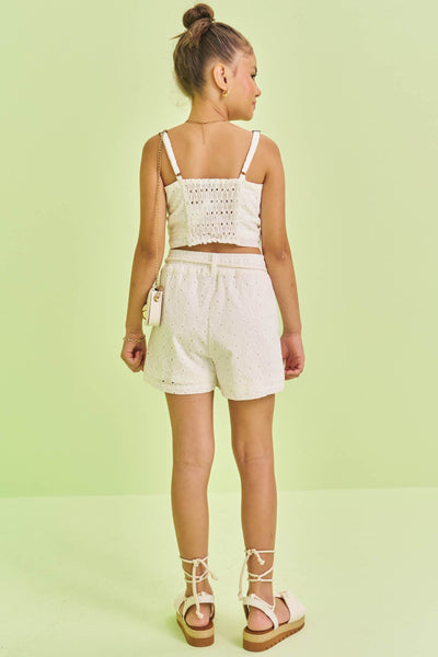 Conjunto de Top Cropped e Shorts em Laise Bordada 77734 Vic&Vicky