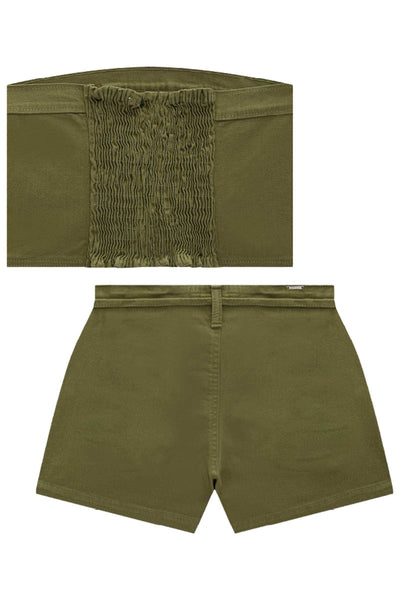 Conjunto de Top Cropped e Shorts em Sarja com Elastano 76890 Lilimoon