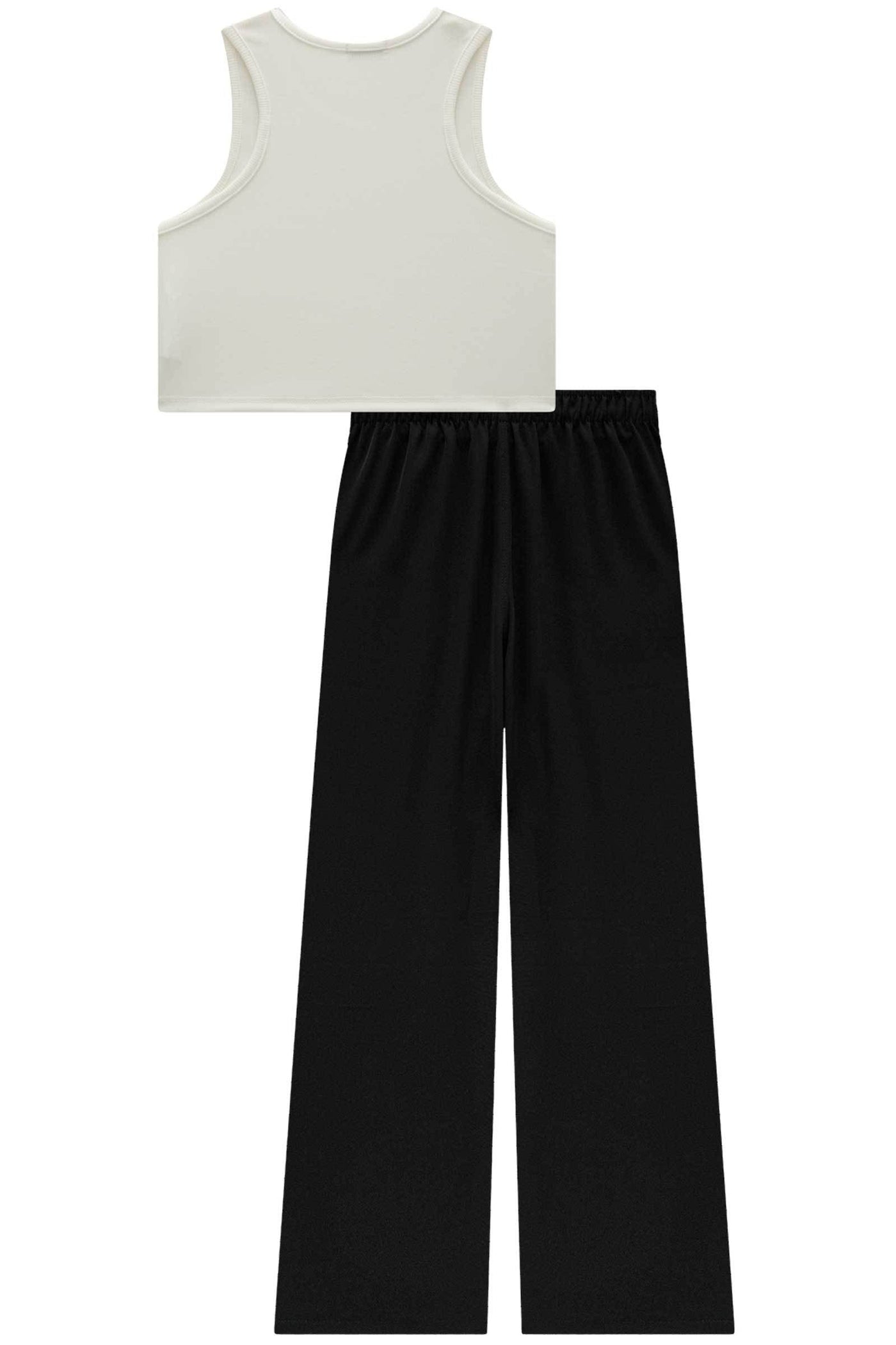 Conjunto de Top Cropped em Ribana Fancy e Calça em Alfaiataria Twill 84864 Vic&Vicky Teen Menina