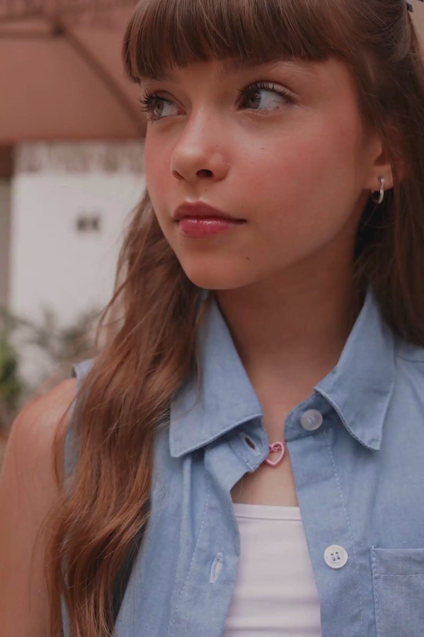 Conjunto de Camisa Cropped e Saia em Tecido Chambray 83905 Vic&Vicky Teen Menina