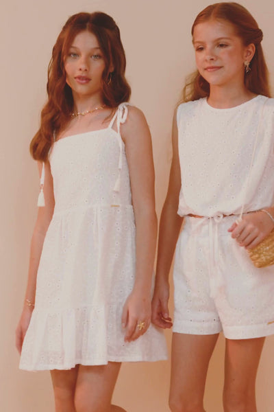 Conjunto de Blusa Boxy e Shorts em Laise Bordada 83867 Lilimoon Teen Menina