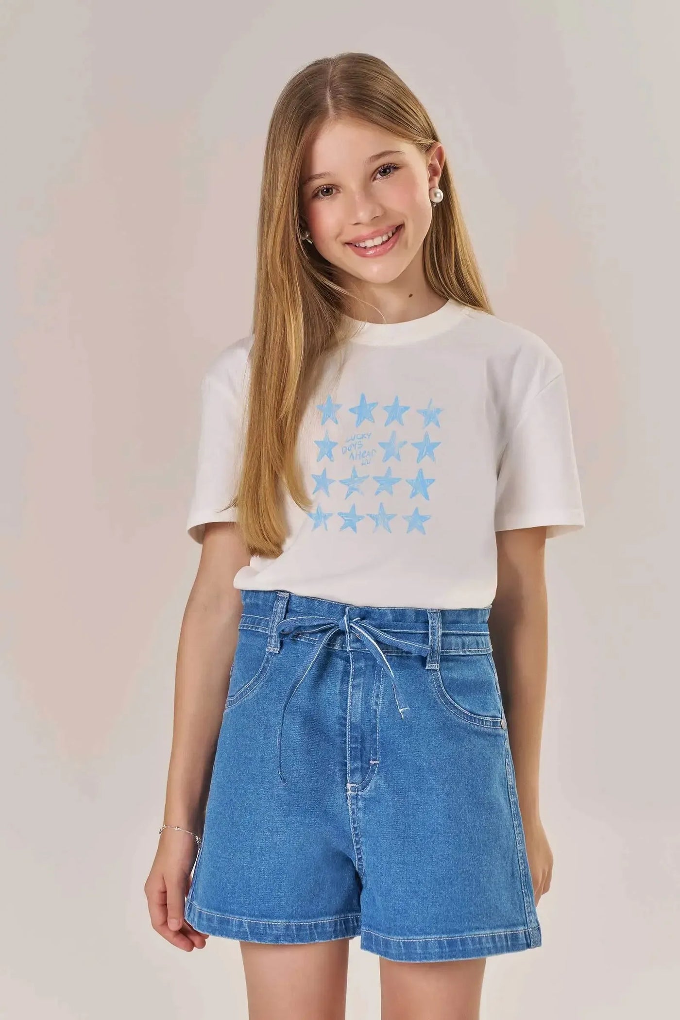 Shorts em Jeans com Elastano 86539 Lilimoon Teen Menina