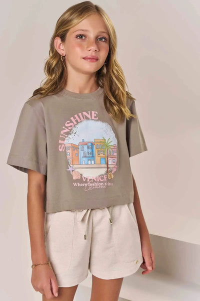 Shorts em Moletom sem Pelúcia 86545 Lilimoon Teen Menina