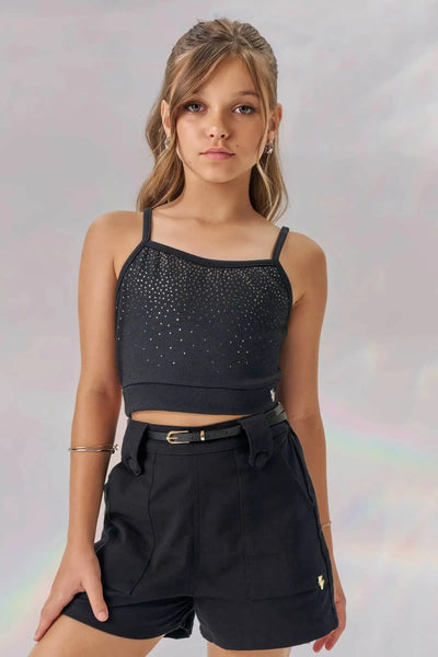 Top Cropped em Malha Jacquard Catarina 86919 Vic&Vicky Teen Menina