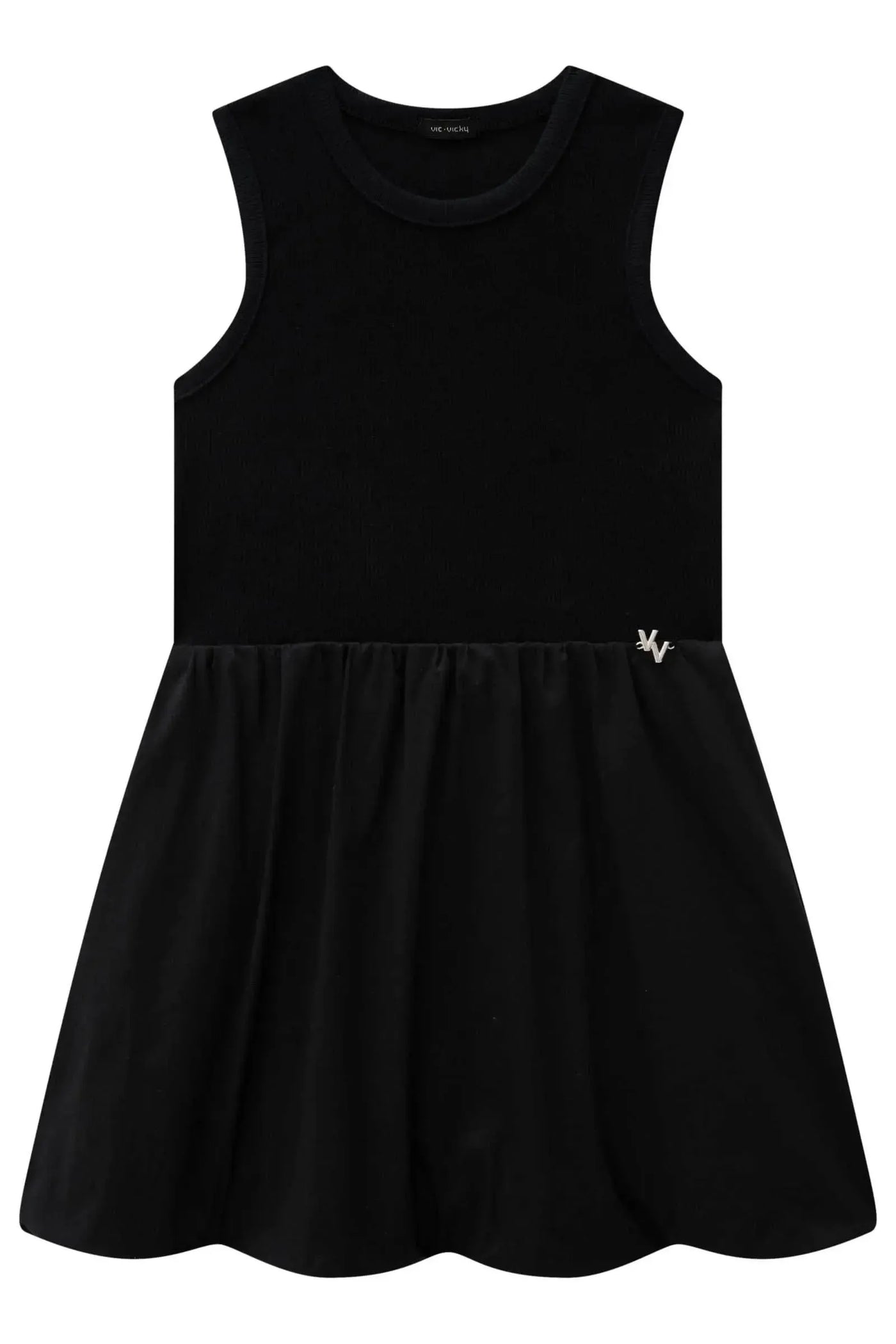 Vestido em Canelado Liz e Tricoline Mônaco 87852 Vic&Vicky Teen Menina