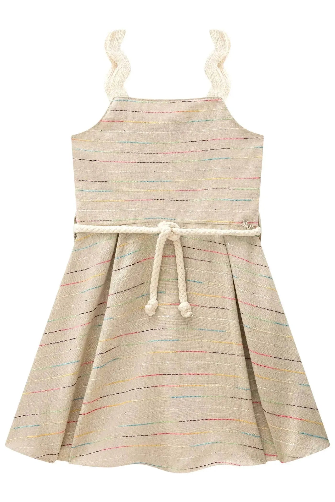 Vestido Médio em Linho Maquinetado 87855 Vic&Vicky Teen Menina