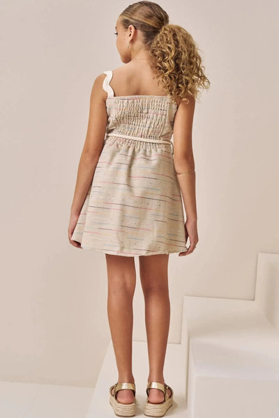 Vestido Médio em Linho Maquinetado 87855 Vic&Vicky Teen Menina