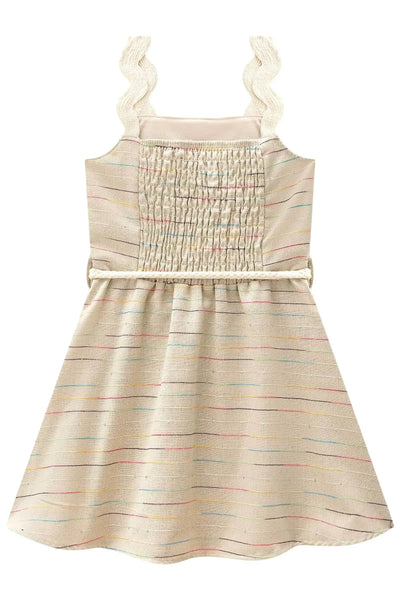 Vestido Médio em Linho Maquinetado 87855 Vic&Vicky Teen Menina