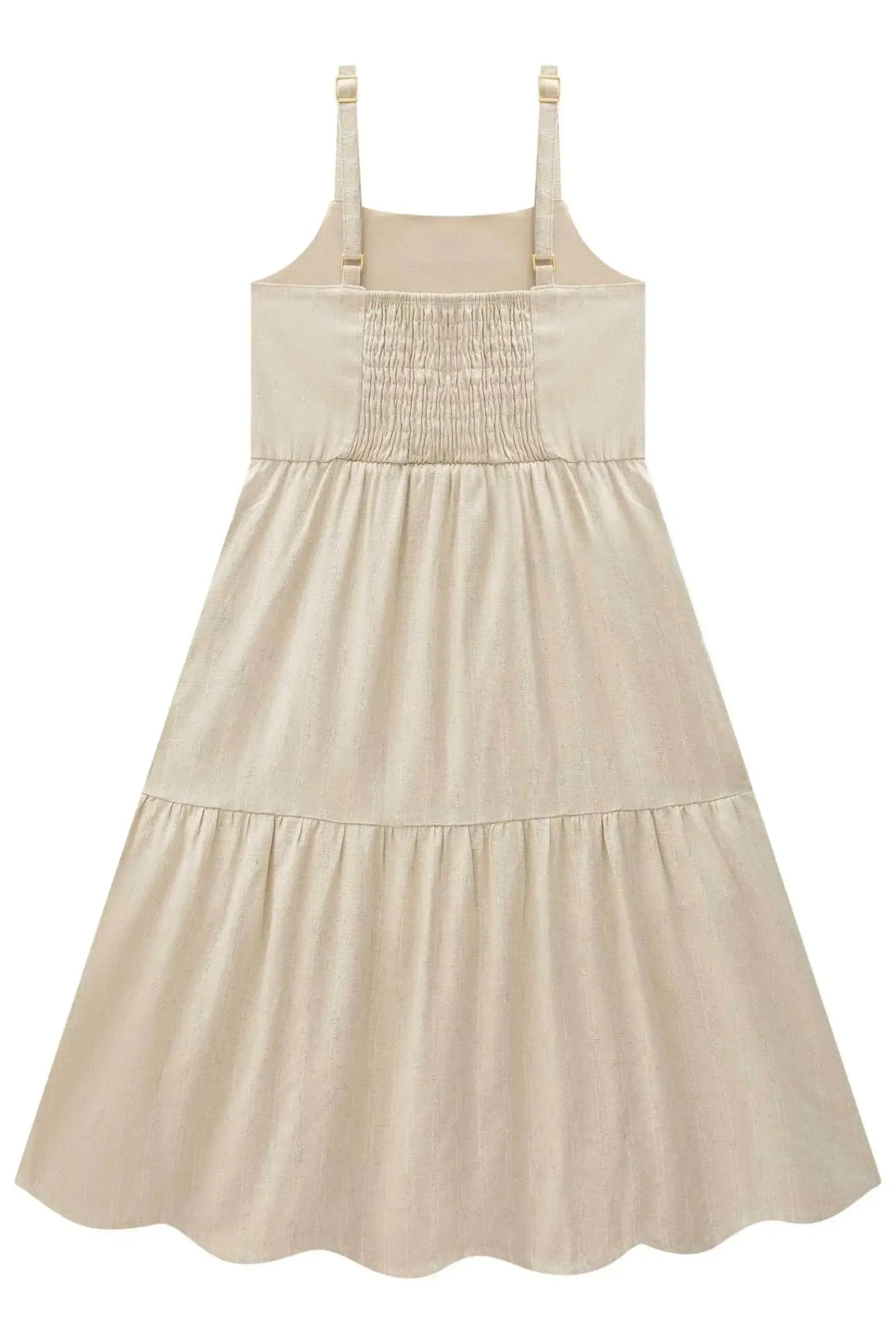 Vestido New Midi em Linho Bordado Prata 87879 Vic&Vicky Teen Menina