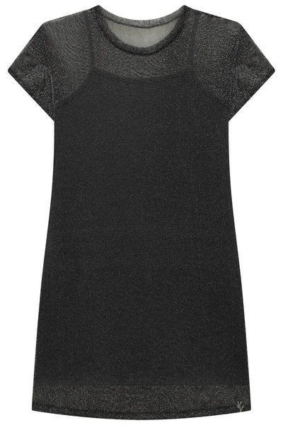 Vestido Sobreposição em Tule Brilho e Forro em Cotton 88684 Vic&Vicky Teen Menina
